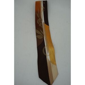 Vitaliano‎ Pancaldi Tie Mens One Size Brown Floral Jacquard Silk Made In Italy